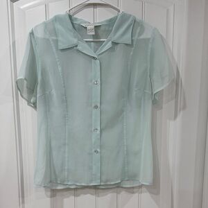 Y2K Express Light Green Sheer Blouse